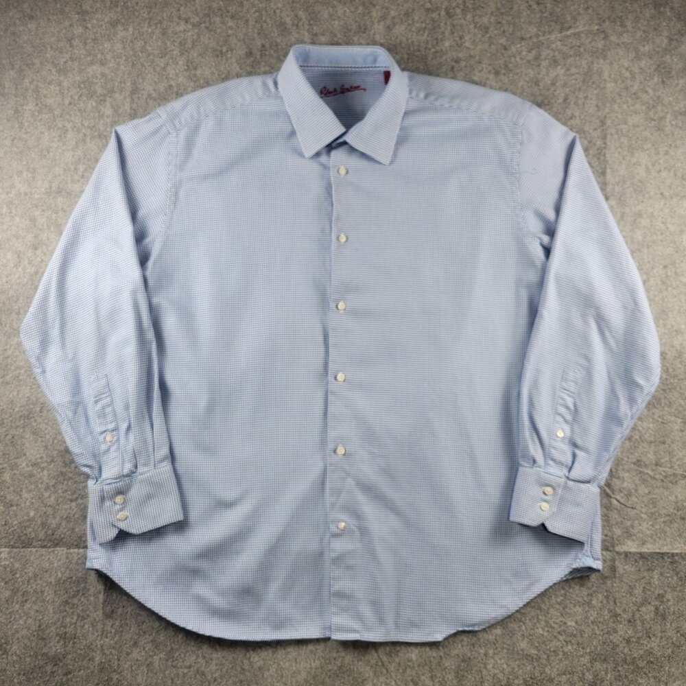 Robert Graham Blue Checkered Long Sleeve Button Up Mens Sz XL Neck: 18 Chest: 46